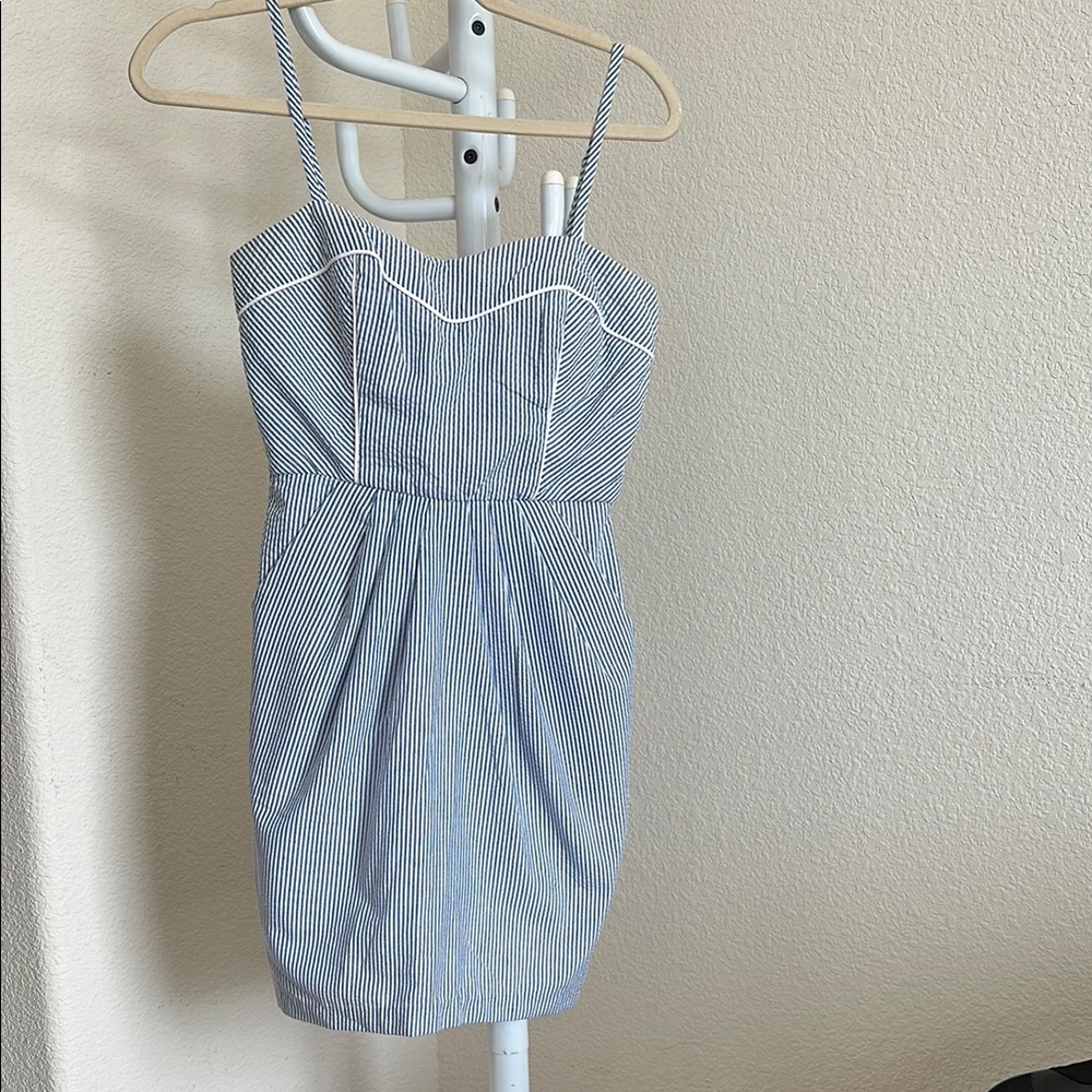 Blue and White Striped Dress
